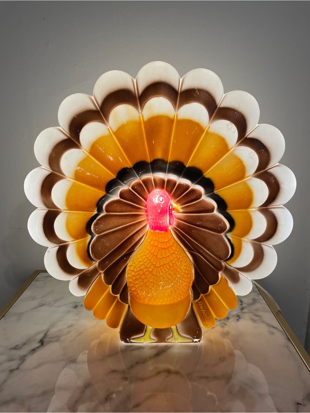 Vintage 1995 Don Featherstone Thanksgiving Turkey Blow Mold Light-Up Decor